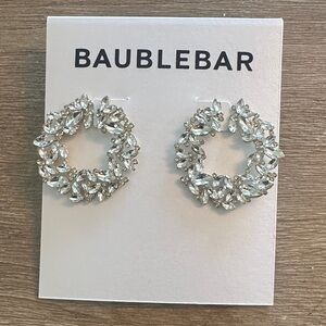 BaubleBar Silver Crystal Hoop Earrings